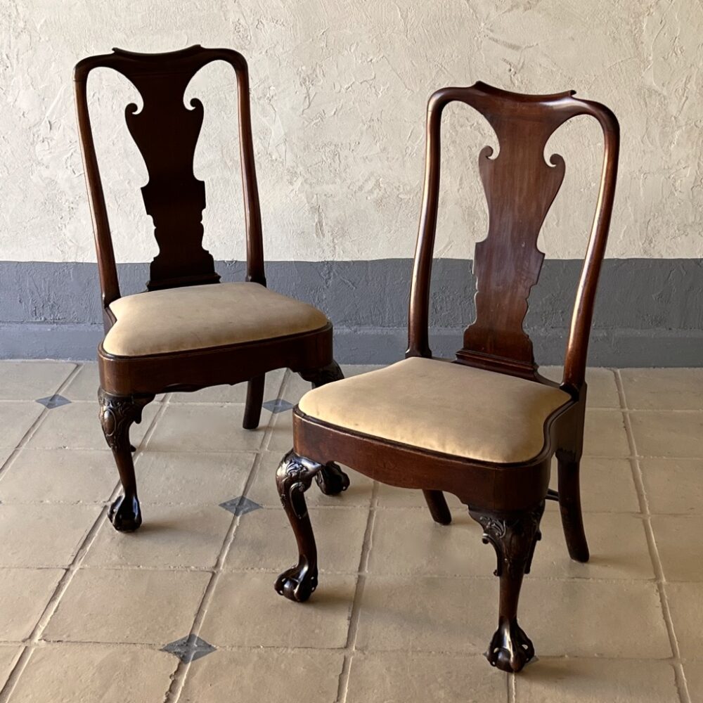 Pair of George II Irish Mahogany Side Chairs Circa 1740 - Casa Gusto