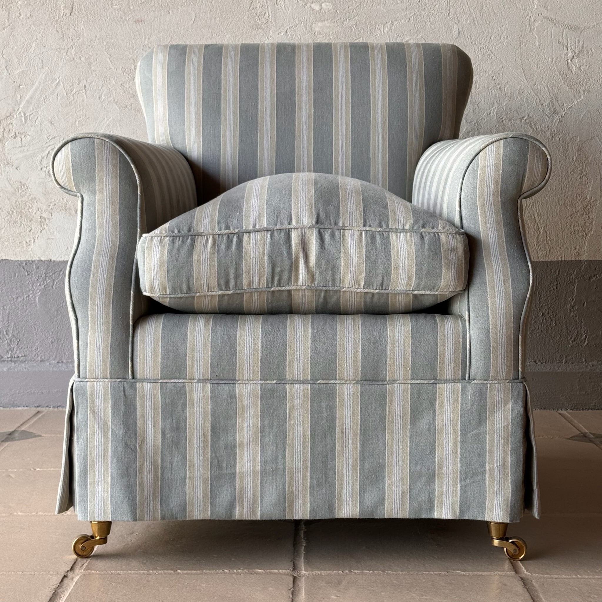 Gusto George Club Chair Upholstered in Rogers & Goffigon Liguria Stripe -  Get The Gusto