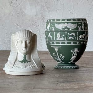 19th C. Jasperware Wedgewood Green Canopic Jar - Casa Gusto